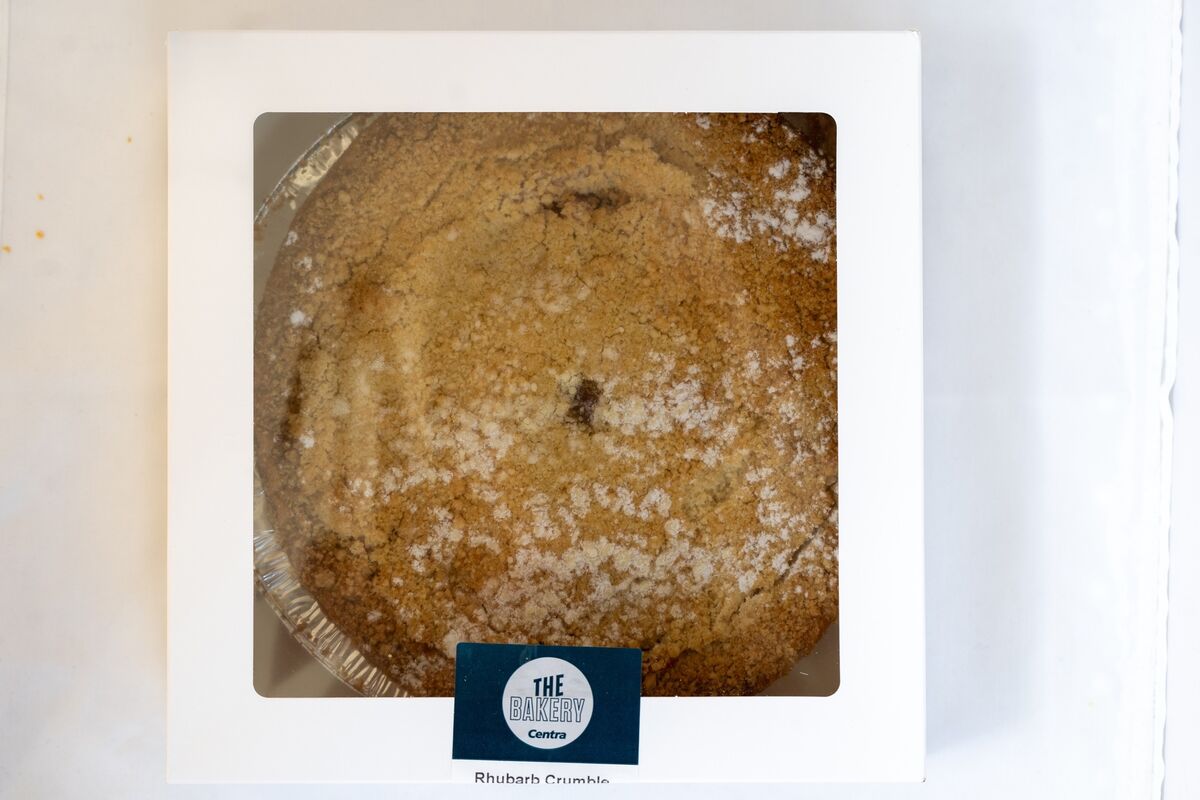 Centra The Bakery rhubarb crumble 850g €6.50 Centra The Bakery rhubarb crumble 850g €6.50