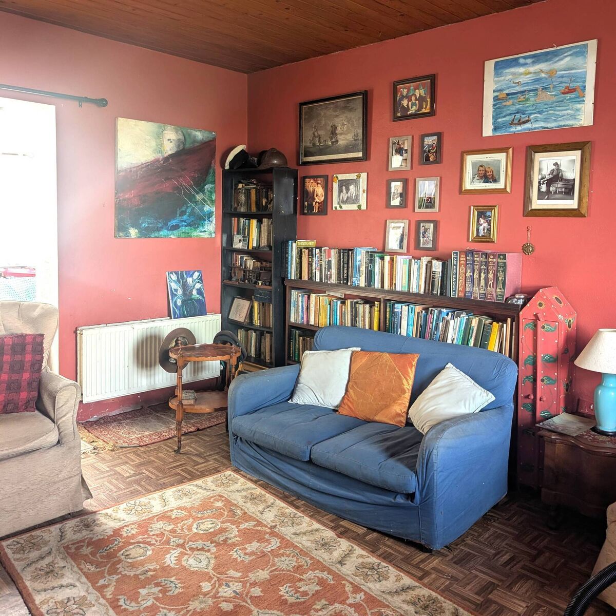 The sitting room, half-way through a change, before the new couch