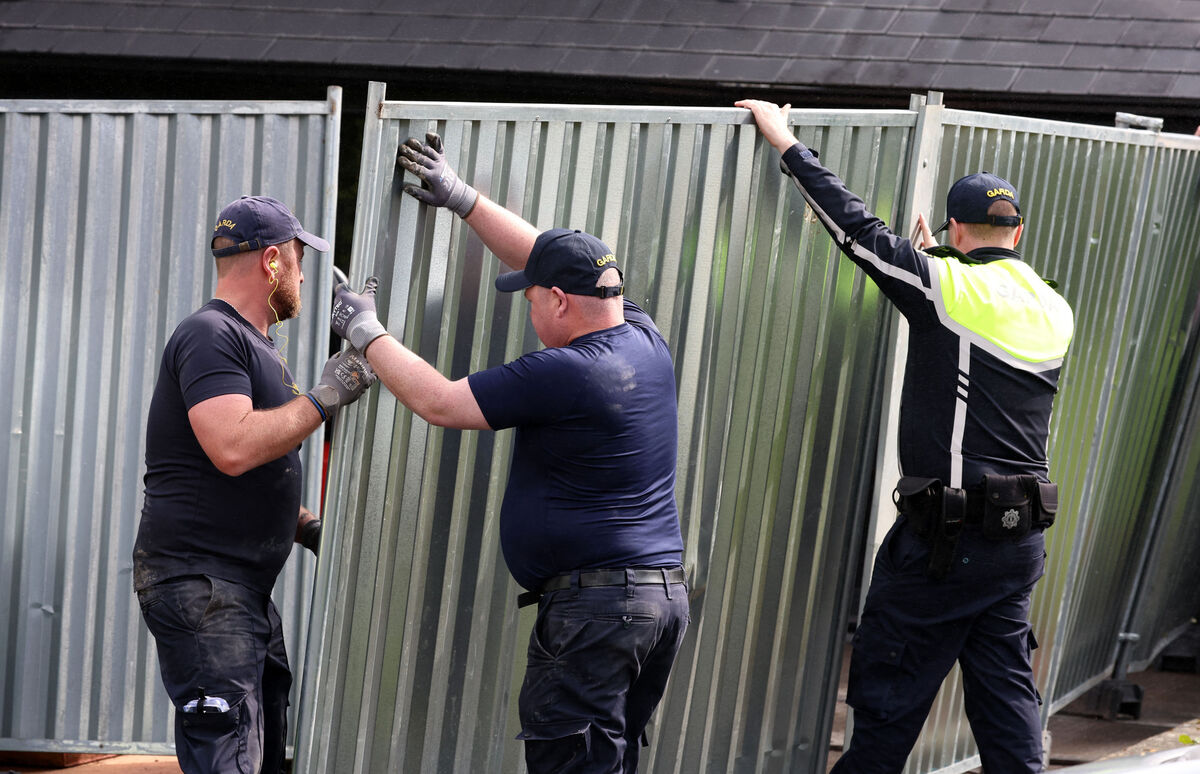 Gardai pictured this morning at a house on Monastery Walk, Clondalkin, where Gardai are continuing their search in the investigation into the death of American woman, Annie McCarrick. Picture: Colin Keegan, Collins Dublin.