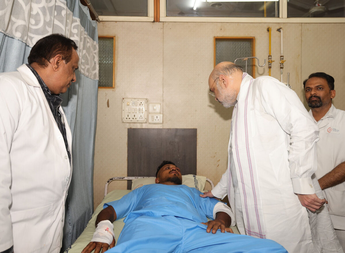 British plane crash survivor Vishwash Kumar Ramesh, 40, at a hospital in Ahmedabad.