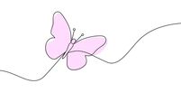 Elegant one-line drawing of a butterfly in flight in color. Simple and modern minimalist illustration.  Continuous line  butterf