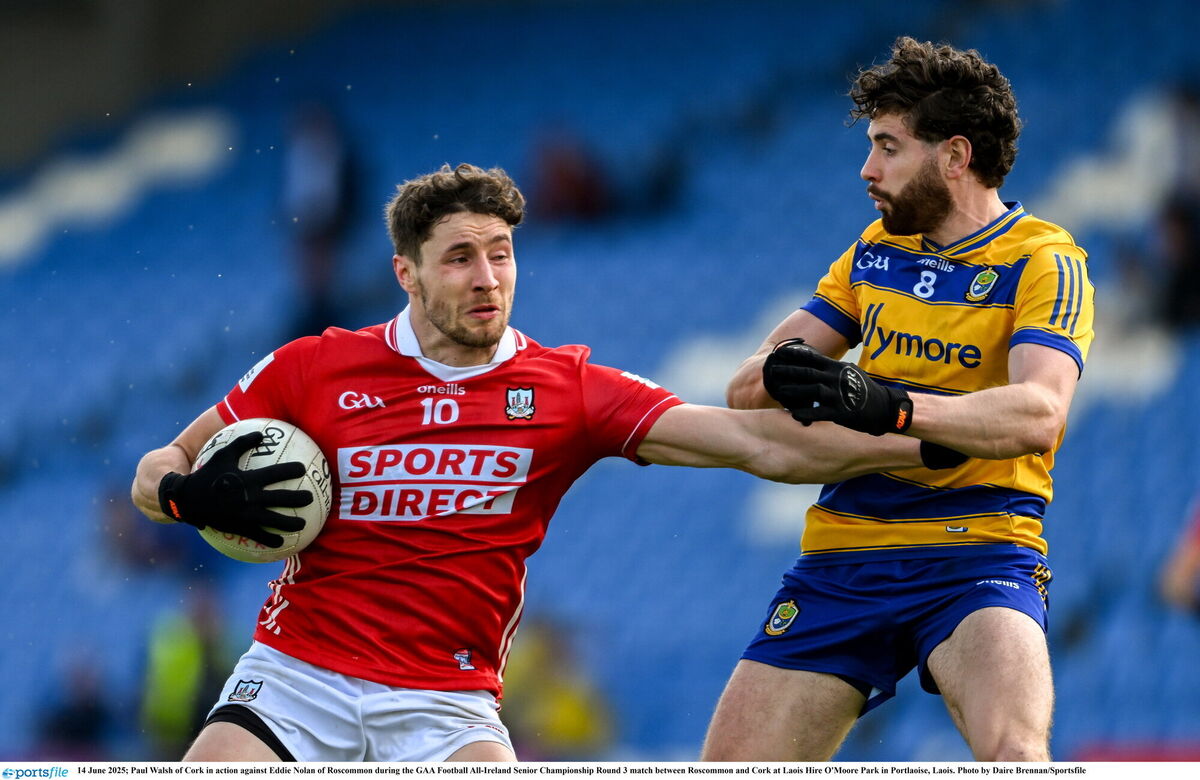 Paul Walsh holds off Eddie Nolan. Picture: Daire Brennan/Sportsfile Paul Walsh holds off Eddie Nolan. Picture: Daire Brennan/Sportsfile