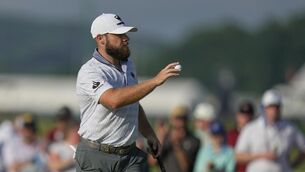 <p>PUSHING UP: Tyrrell Hatton, of England, celebrates after making a putt on the 18th hole during the third round of the U.S. Open golf tournament at Oakmont Country Club Saturday, June 14, 2025, in Oakmont, Pa. (AP Photo/Seth Wenig)</p>