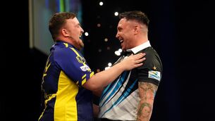 <p>PAID THE PRICE: Gerwyn Price (right) said Luke Littler (left) and Luke Humphries lacked unity (Martin Rickett/PA)</p>