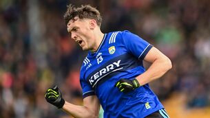 <p>ALL STAR?: David Clifford celebrates after scoring a point for Kerry. Pic: Tom Beary/Sportsfile</p>