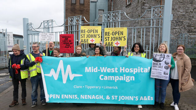 <p>Protesters taking part in the UHL Midwest Hospital Campaign against overcrowding at St John's Hospital recently. File picture: Brendan Gleeson</p>