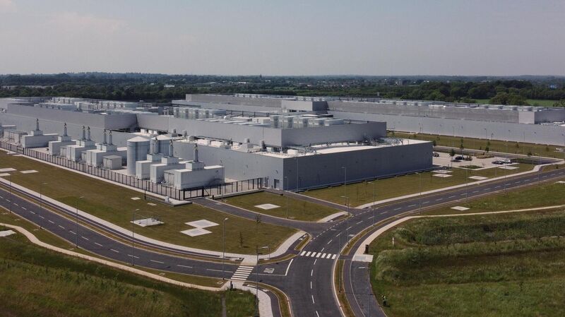 Meta's data center in Clonee, Co Meath. Data centres typically generate immense heat during their operation and require cooling, with some water unable to be recovered in the process. Picture: Niall Carson/PA