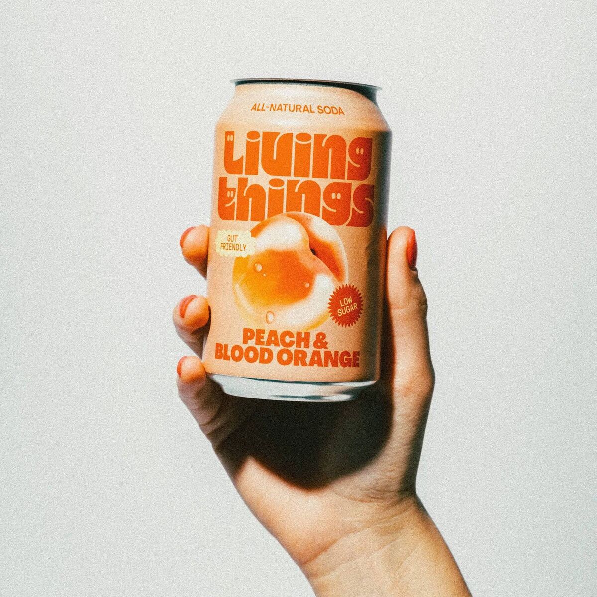 Living Things Peach and Blood Orange soda