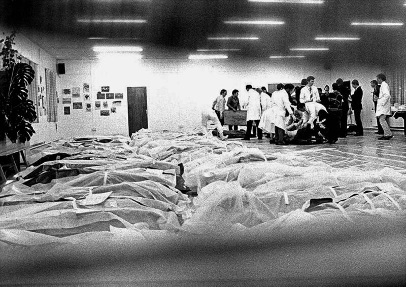 Former Irish Examiner photographer Denis Minihane's picture of the remains of victims from the Air India Flight 182 air disaster on June 23, 1985, in a temporary morgue at Cork Regional Hospital (now Cork University Hospital). The world exclusive photograph taken through a window was published in newspapers and magazines all over the world including LIFE magazine and won a news picture of the year award the following year. Photo: Denis Minihane Former Irish Examiner photographer Denis Minihane's picture of the remains of victims from the Air India Flight 182 air disaster on June 23, 1985, in a temporary morgue at Cork Regional Hospital (now Cork University Hospital). The world exclusive photograph taken through a window was published in newspapers and magazines all over the world including LIFE magazine and won a news picture of the year award the following year. Photo: Denis Minihane