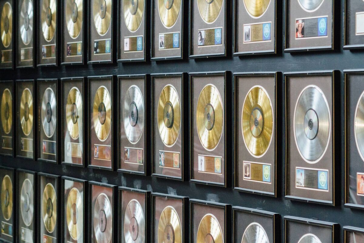 The record wall at Country Music Hall of Fame. 