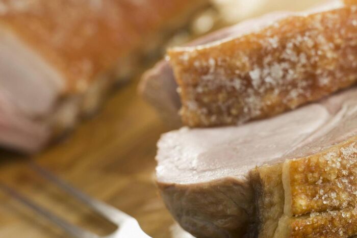 Roast Pork with Crackling and Green Gooseberry Sauce