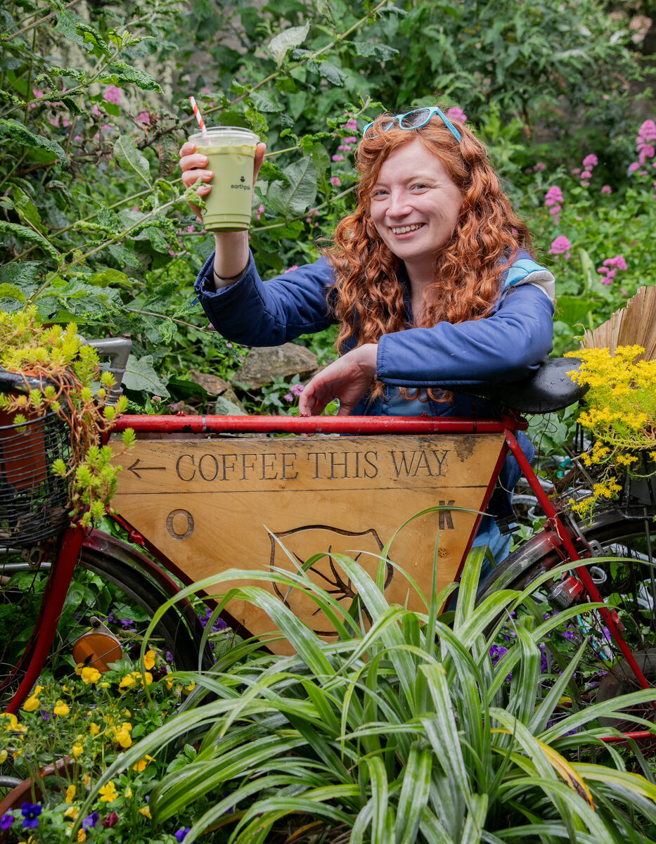 Shamim de Brún with her Iced matcha at One Kind Folk, Ranelagh, Dublin. Picture: Gareth Chaney