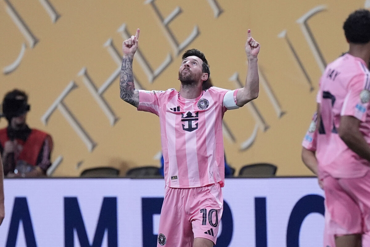 STAR POWER: Inter Miami's Lionel Messi reacts after scoring during the Club World Cup group A soccer match between Inter Miami and FC Porto in Atlanta, Thursday, June 19, 2025. (AP Photo/Mike Stewart)