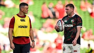 <p>PACK MENTALITY: Finn Russell of British &amp; Irish Lions, right, and assistant coach Jonathan Sexton before the Lions 1888 Cup match between the British &amp; Irish Lions and Argentina at the Aviva Stadium in Dublin. Photo by Brendan Moran/Sportsfile</p>