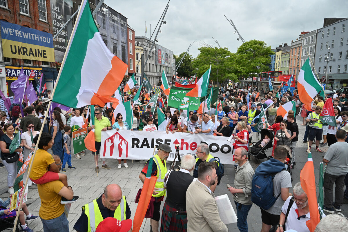 Crowds attending the Raise the Roof protest march against government housing policy at Grand Parade Cork City on Saturday afternoon. Picture: Larry Cummins Crowds attending the Raise the Roof protest march against government housing policy at Grand Parade Cork City on Saturday afternoon. Picture: Larry Cummins