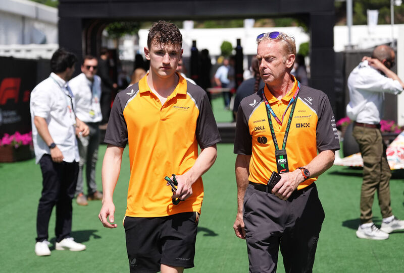 Formula 2 championship leader Rodin Motorsport's Alex Dunne in the paddock before the race at the Circuit de Barcelona-Catalunya, Spain. Pic: Bradley Collyer/PA Wire.