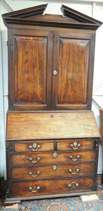 An Irish Georgian two-door bureau bookcase at Marshs. 