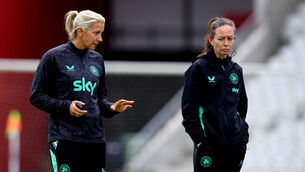 <p>Head Coach Carla Ward and assistant coach Amber Whiteley. Pic: ©INPHO/Ryan Byrne</p>