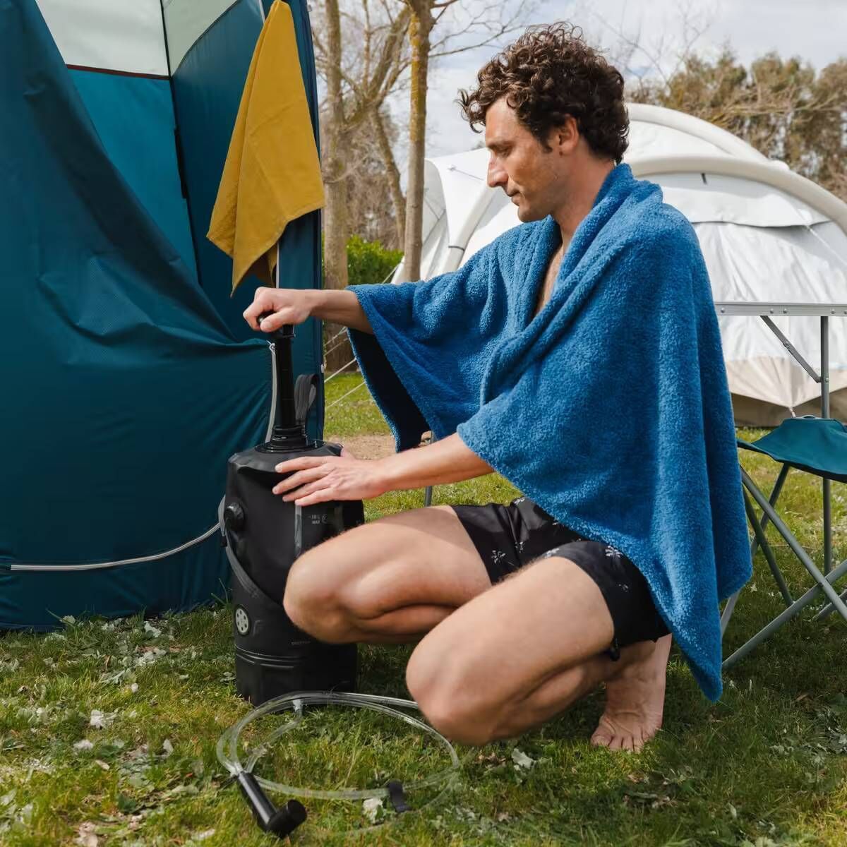 Decathlon pressure solar camping shower.