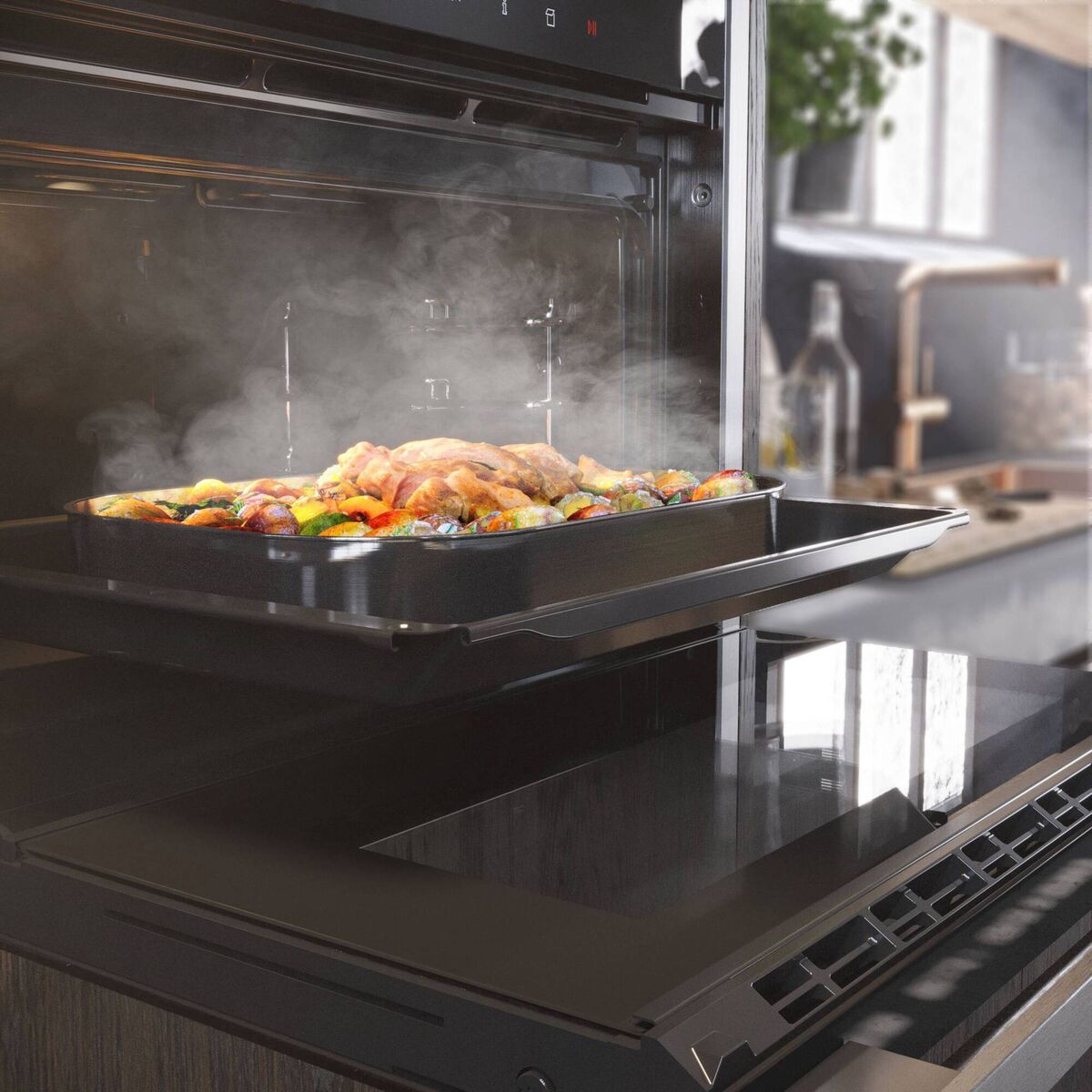 Neff oven with FullSteam. Looking for steam functions? Examine LG and AEG at the top end and HiSense in the budget divisions of built-in ovens. 