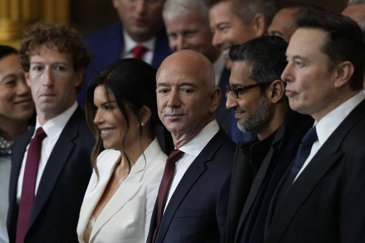 Lauren Sanchez and Jeff Bezos at the inauguration of Donald Trump. Picture: Julia Demaree Nikhinson - Pool/Getty Images
