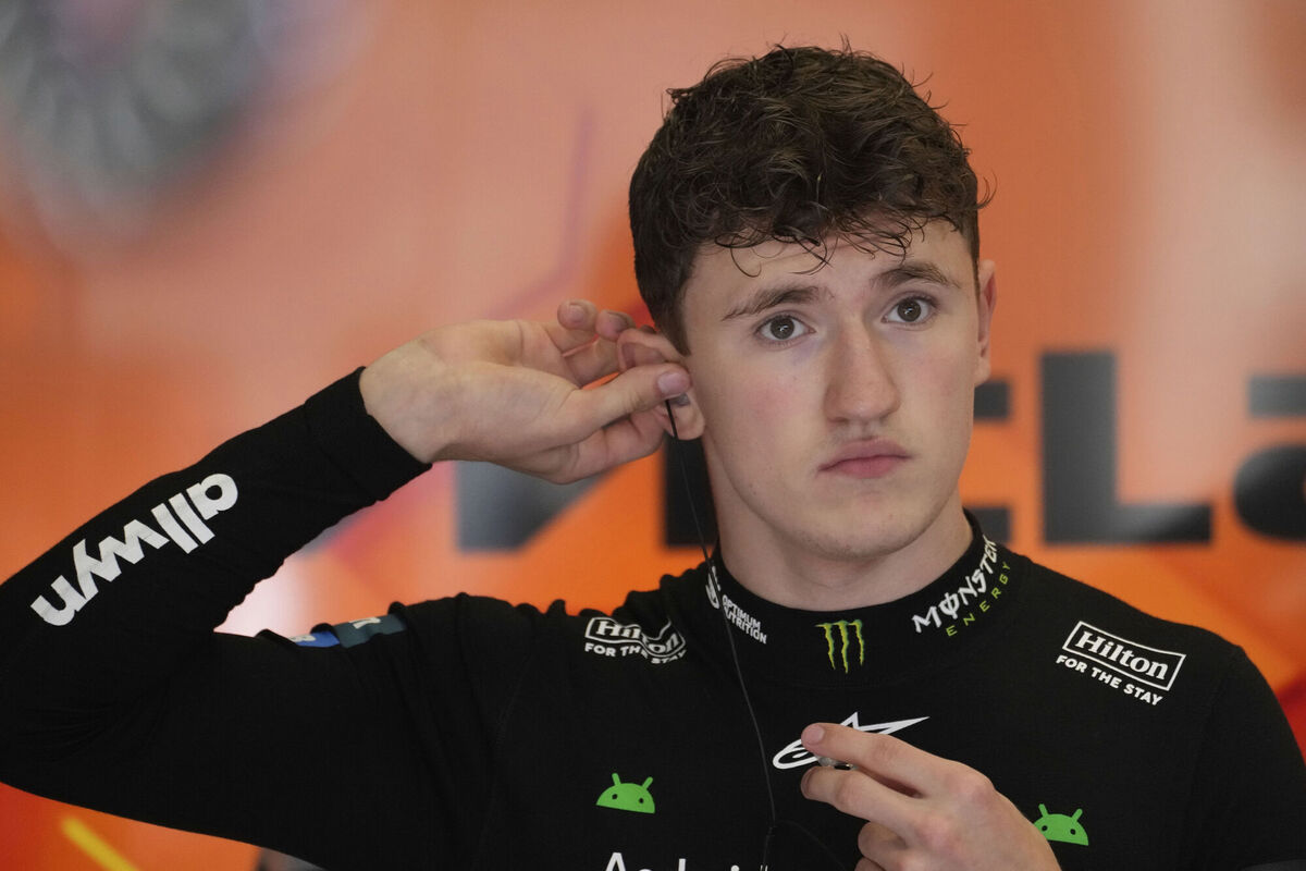 Mclaren driver Alex Dunne of Ireland prepares for the first free practice at the Red Bull Ring racetrack, ahead of the Austrian Formula One Grand Prix in Spielberg, Austria, Friday, June 27, 2025. (AP Photo/Darko Bandic)