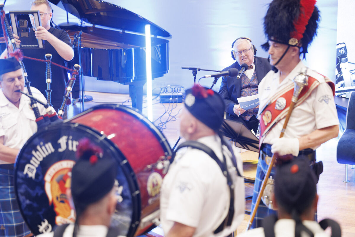 The Dublin Fire Brigade Pipe Band at Joe Duffy's final farewell show. Picture: Andres Poveda The Dublin Fire Brigade Pipe Band at Joe Duffy's final farewell show. Picture: Andres Poveda