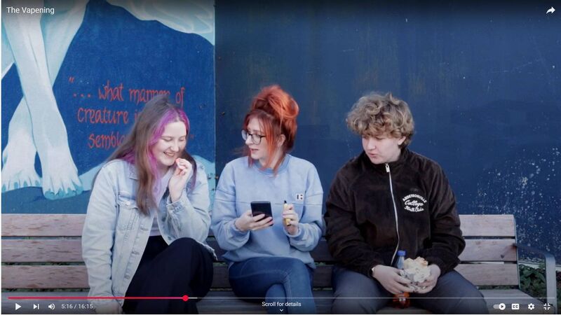 A still from 'The Vapening', a film made by teenagers who are members of the Foróige CRIB project in Sligo. You can view the film on ForoigeChannel on Youtube, or see link below. 