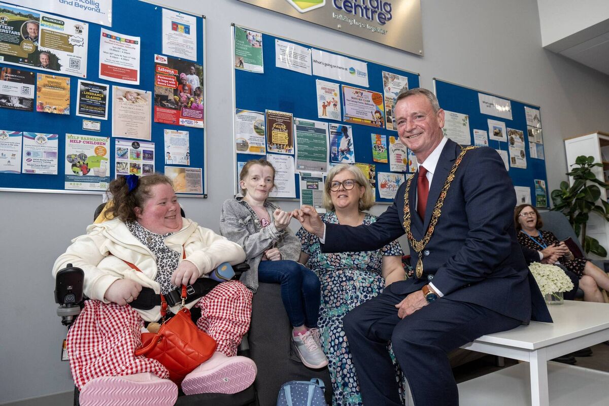  The Lord Mayor of Cork, Cllr. Fergal Dennehy with Danielle Kelly and Emma Leahy, service owners at Enable Ireland. Picture: Brian Lougheed 