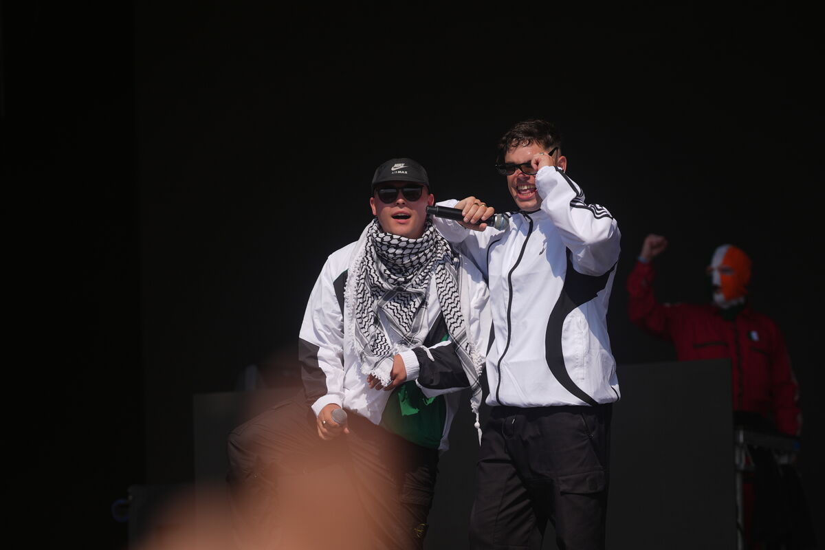 Kneecap performing on the West Holts Stage (Yui Mok/PA)