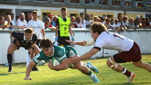 <p>Paidi Farrell of Ireland scores a try during World Rugby U20 Championship 2025 Pool C match between Ireland and Georgia at Stadio San Michele in Calvisano, Italy. Photo by Roberto Bregani/Sportsfile</p>
