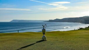 <p>The Claret Jug at Royal Portrush Golf Club.</p>