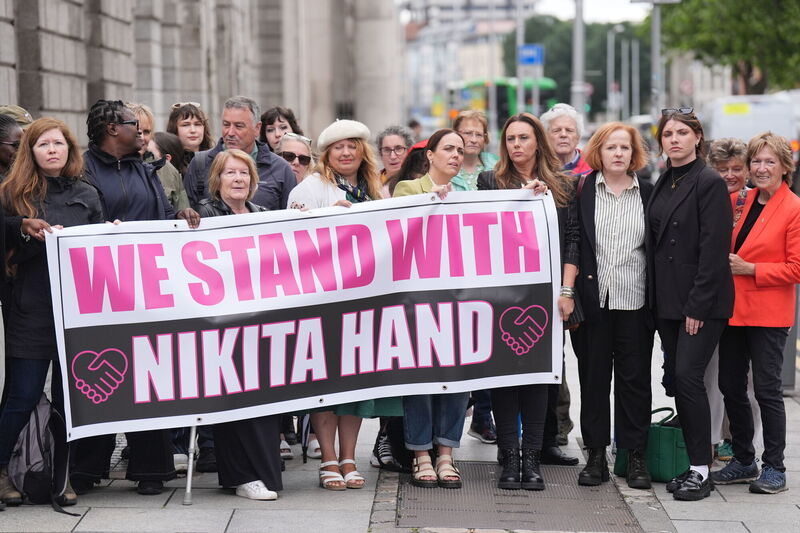 Supporters of Nikita Hand outside the Court of Appeal today. Photo: Niall Carson/PA