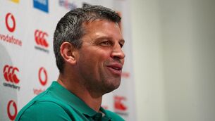 <p>Ireland assistant coach Denis Leamy at a press conference. Picture: Leah Scholes/Inpho</p>