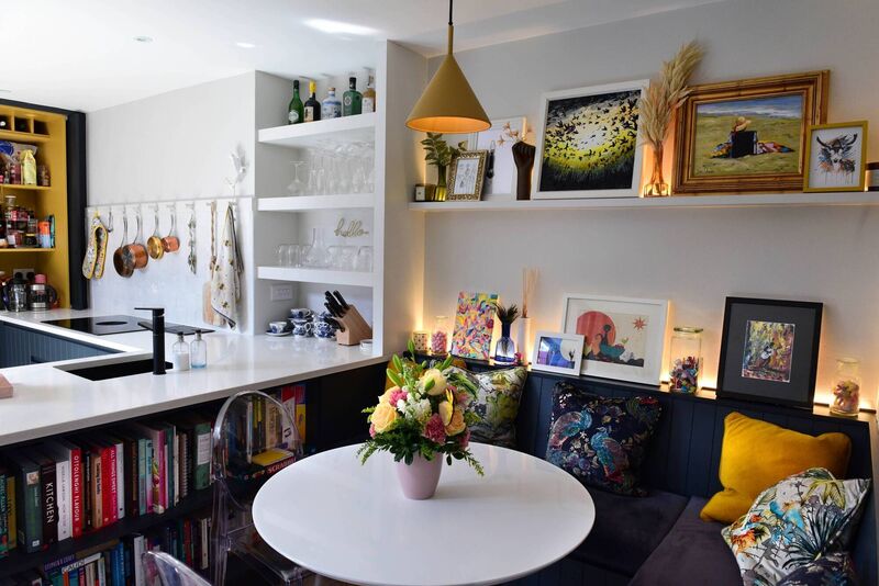Banquette seating and a dining table with a central stem, as in Jennifer's Rathmines home, lets you fit in more guests. Picture: Moya Nolan Banquette seating and a dining table with a central stem, as in Jennifer's Rathmines home, lets you fit in more guests. Picture: Moya Nolan