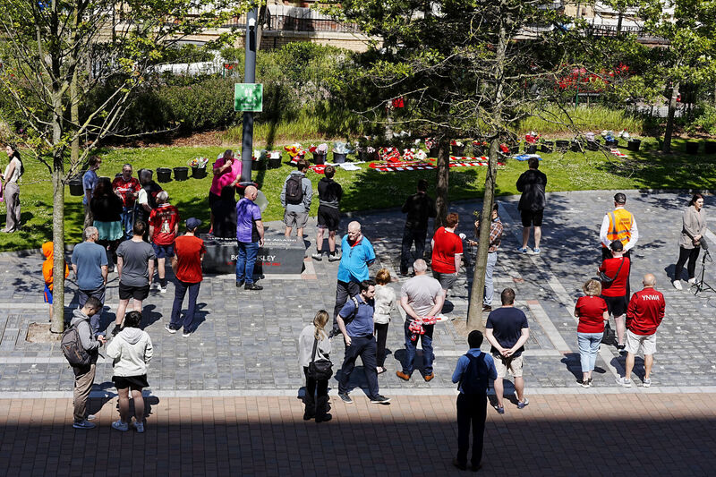 Liverpool fans gather at Anfield to leave tributes to Jota. Picture: Peter Byrne/PA Wire.