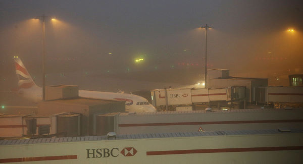 The scene at Heathrow Airport yesterday The scene at Heathrow Airport yesterday