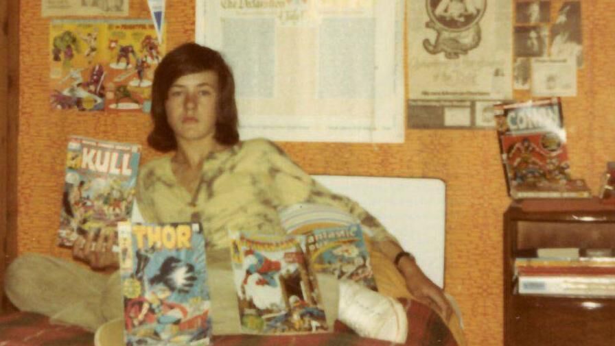 A young Geoff Dyer in his bedroom in his family's home in Cheltenham, England.