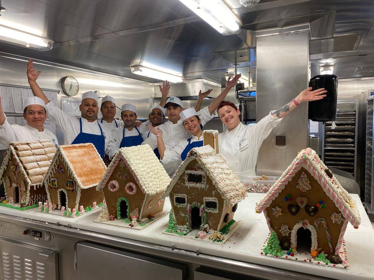 Pastry chef Paula Hannigan with her kitchen team, in her previous life at sea Pastry chef Paula Hannigan with her kitchen team, in her previous life at sea
