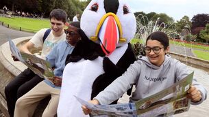 <p>Antonia Javier Santamria, Daneil Tomas Santamaria, and Monica Alessandra Santamaria at the launch of BirdWatch Ireland's publication detailing the 73 most important areas for seabirds in Ireland. Picture: Mark Stedman</p>