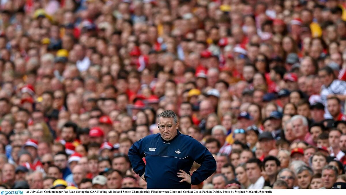 Cork manager Pat Ryan watches his side in action at Croke Park. Pic: Stephen McCarthy/Sportsfile.