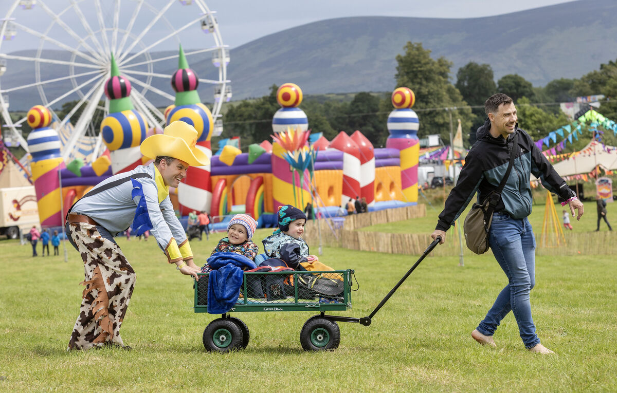 The RSA’s Seatbelt Sheriff at Kaleidoscope with Cillian Murphy, Luca Murphy and dad Con Murphy. Picture: Finbarr O'Rourke