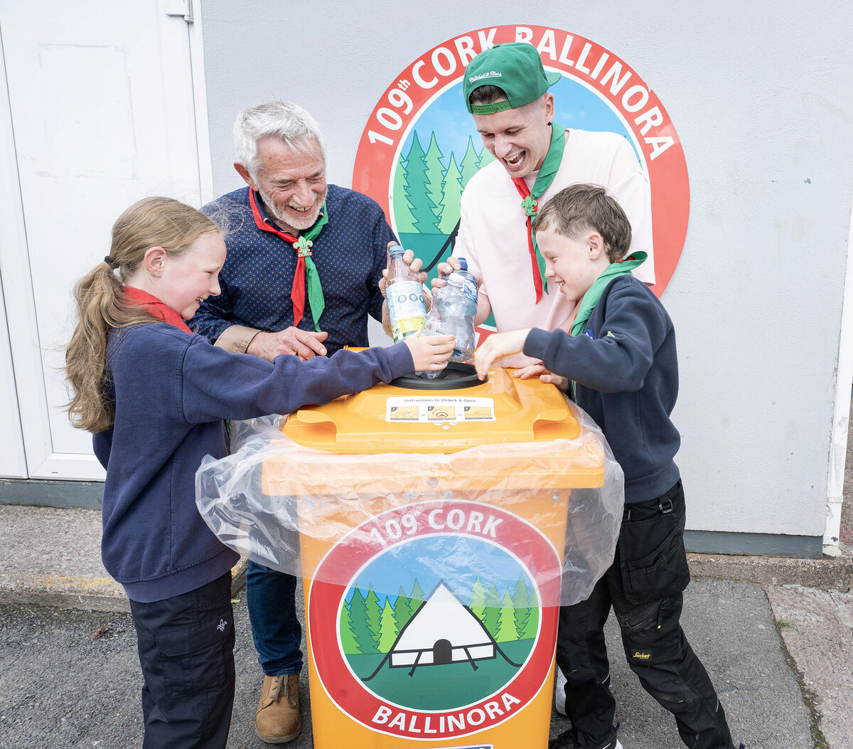 Hannah O’ Riordan and Olaf Sorenson from Ballinora Scouts Group, joined by TikTok sensations Tadhg and Derry Fleming, as they celebrate being awarded €2,000 from Re-turn. Hannah O’ Riordan and Olaf Sorenson from Ballinora Scouts Group, joined by TikTok sensations Tadhg and Derry Fleming, as they celebrate being awarded €2,000 from Re-turn.