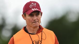 <p>Stephen Larkham, seen here in his days as senior coach at Munster, believes Clayton McMillan is a great appointment. File picture: Eóin Noonan/Sportsfile</p>