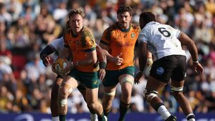 <p>Australian winger Harry Potter having his foot barely in touch led to Fiji having a brilliant try ruled out at the weekend. Pic: Matt King/Getty Images</p>