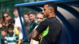 <p>Adam Idah and Saoirse Noonan at College Corinthians AFC. Pic: David Fitzgerald / SNS Group</p>