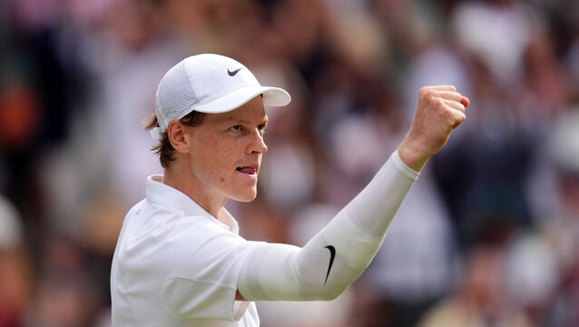<p>Jannik Sinner celebrates his victory over Ben Shelton (Adam Davy/PA)</p>