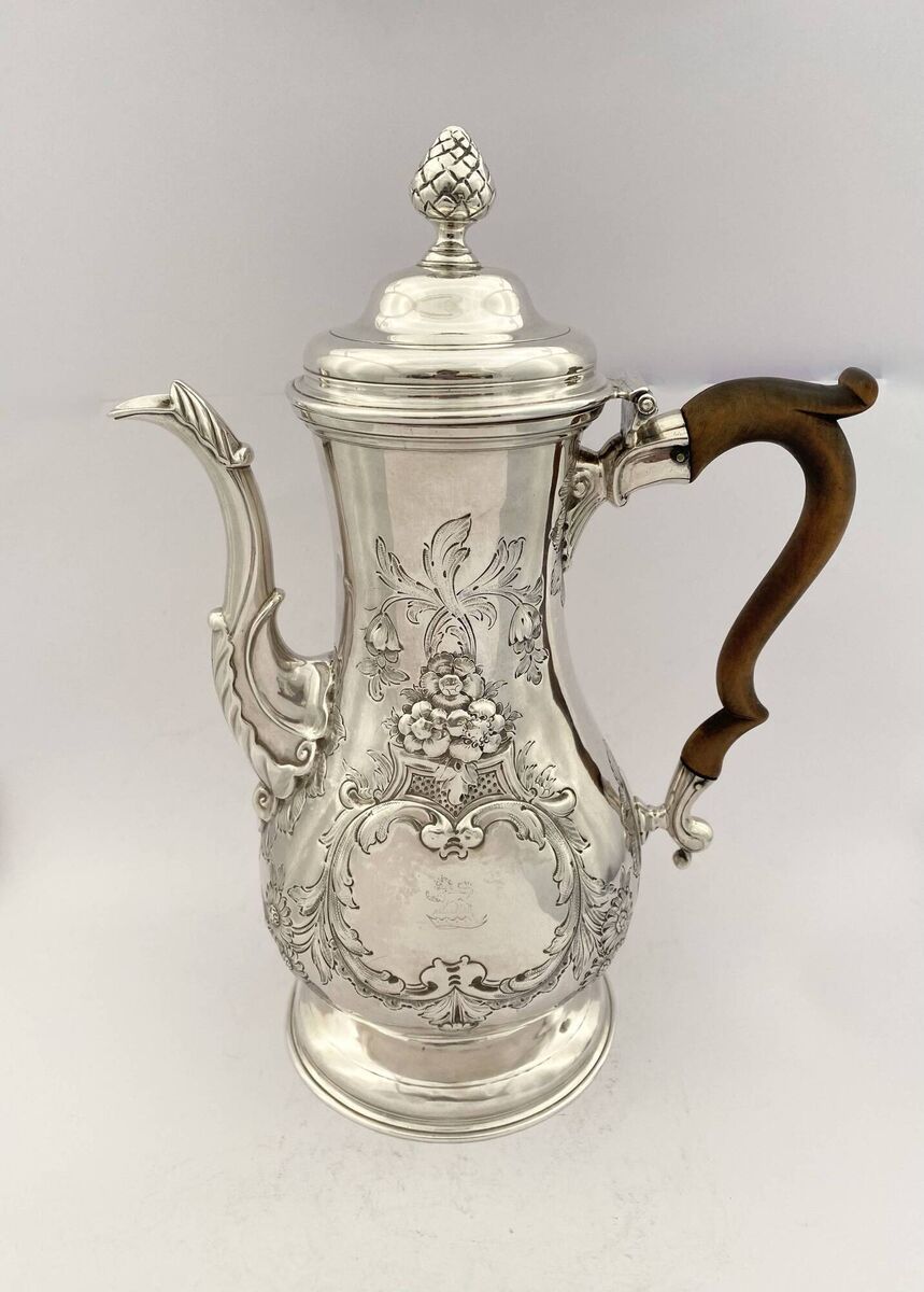 A c1770 Cork silver coffee pot by John Nicholson at Hegarty's in Bandon. A c1770 Cork silver coffee pot by John Nicholson at Hegarty's in Bandon.