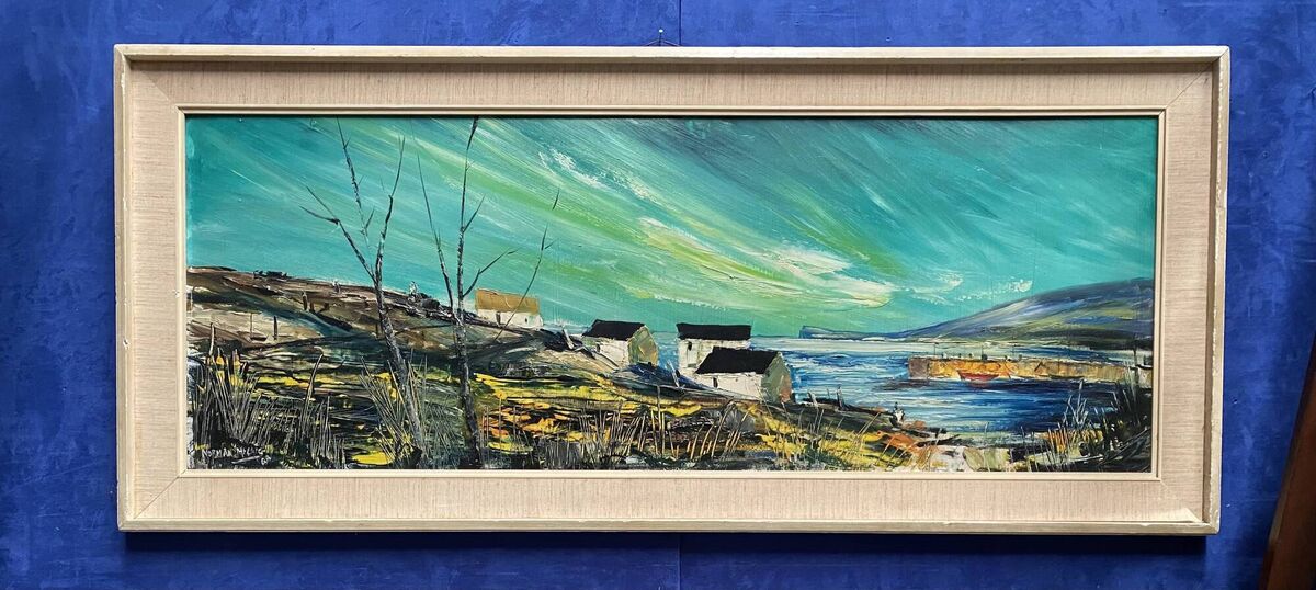 An early panoramic oil-on-board of the Irish countryside by Norman McCaig. An early panoramic oil-on-board of the Irish countryside by Norman McCaig.