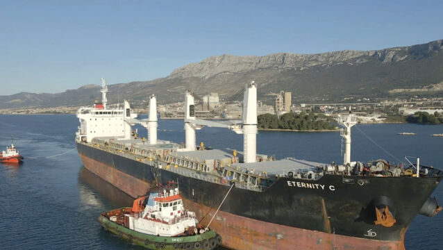 The Liberian-flagged bulk carrier Eternity C was attacked (Sinisa Aljinovic via AP)